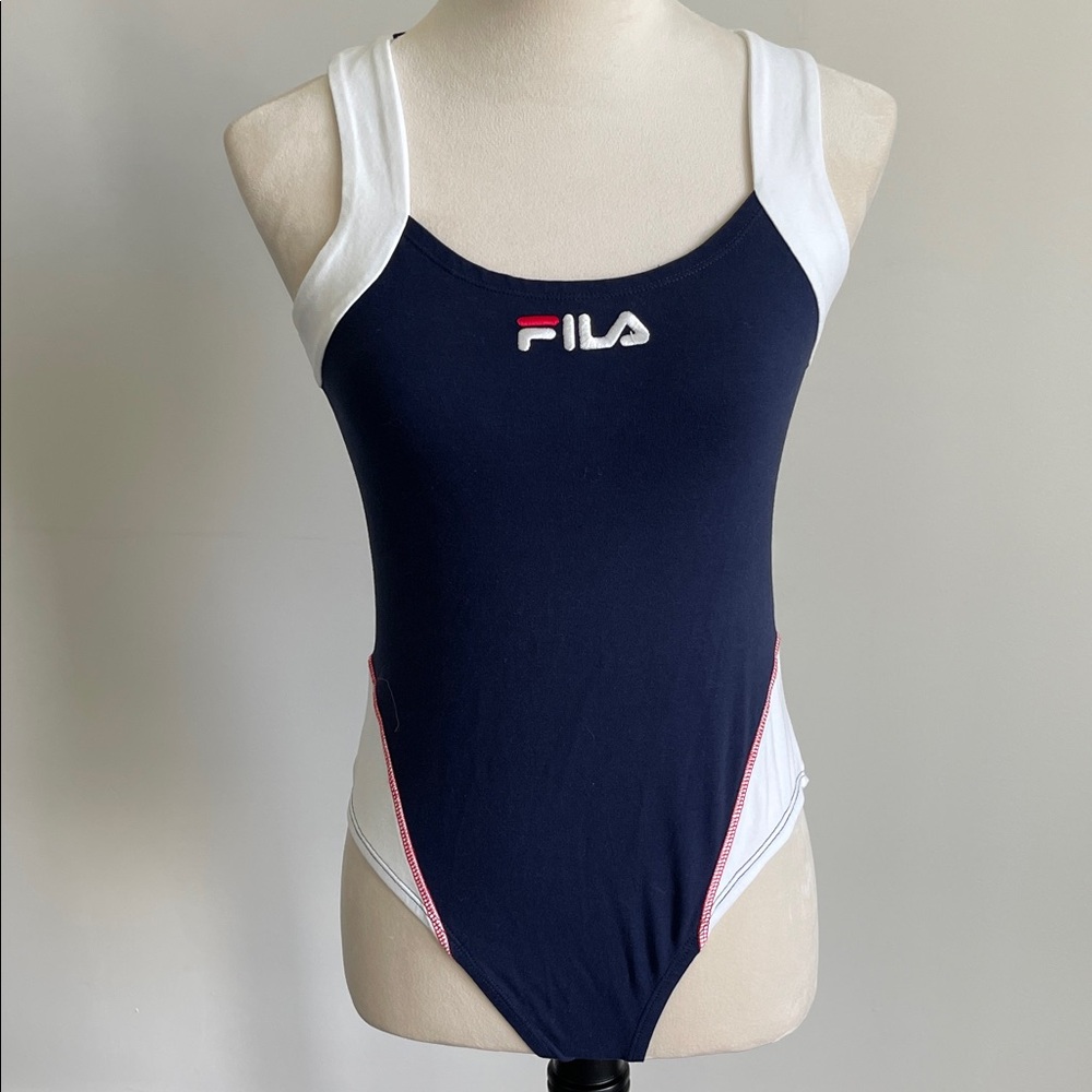 FILA Women's Navy and White Bodysuit